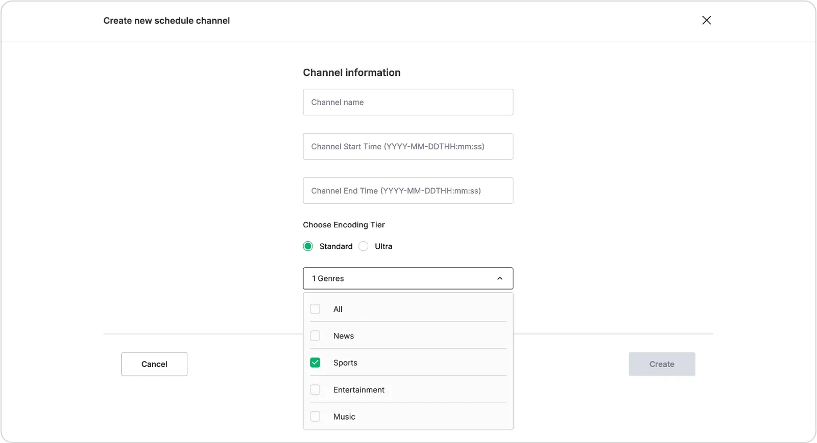Create a scheduled channel in FastPix