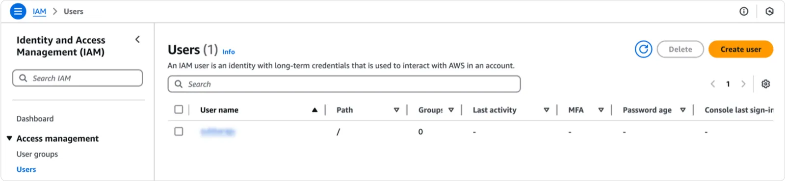 User dashboard