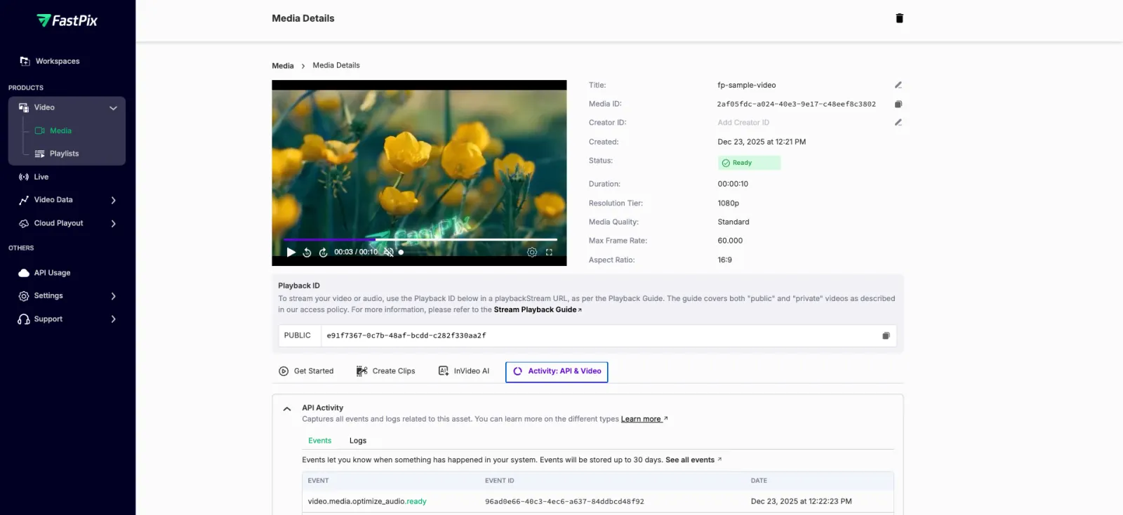 Media audio optimize event